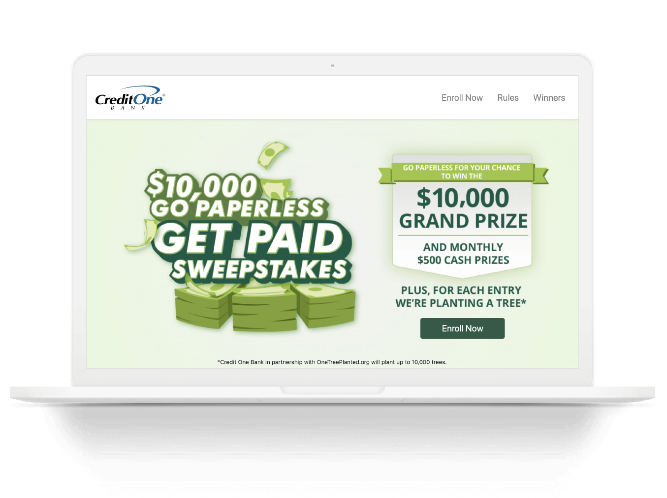 Credit One Bank Go Paperless Get Paid Sweepstakes Laptop