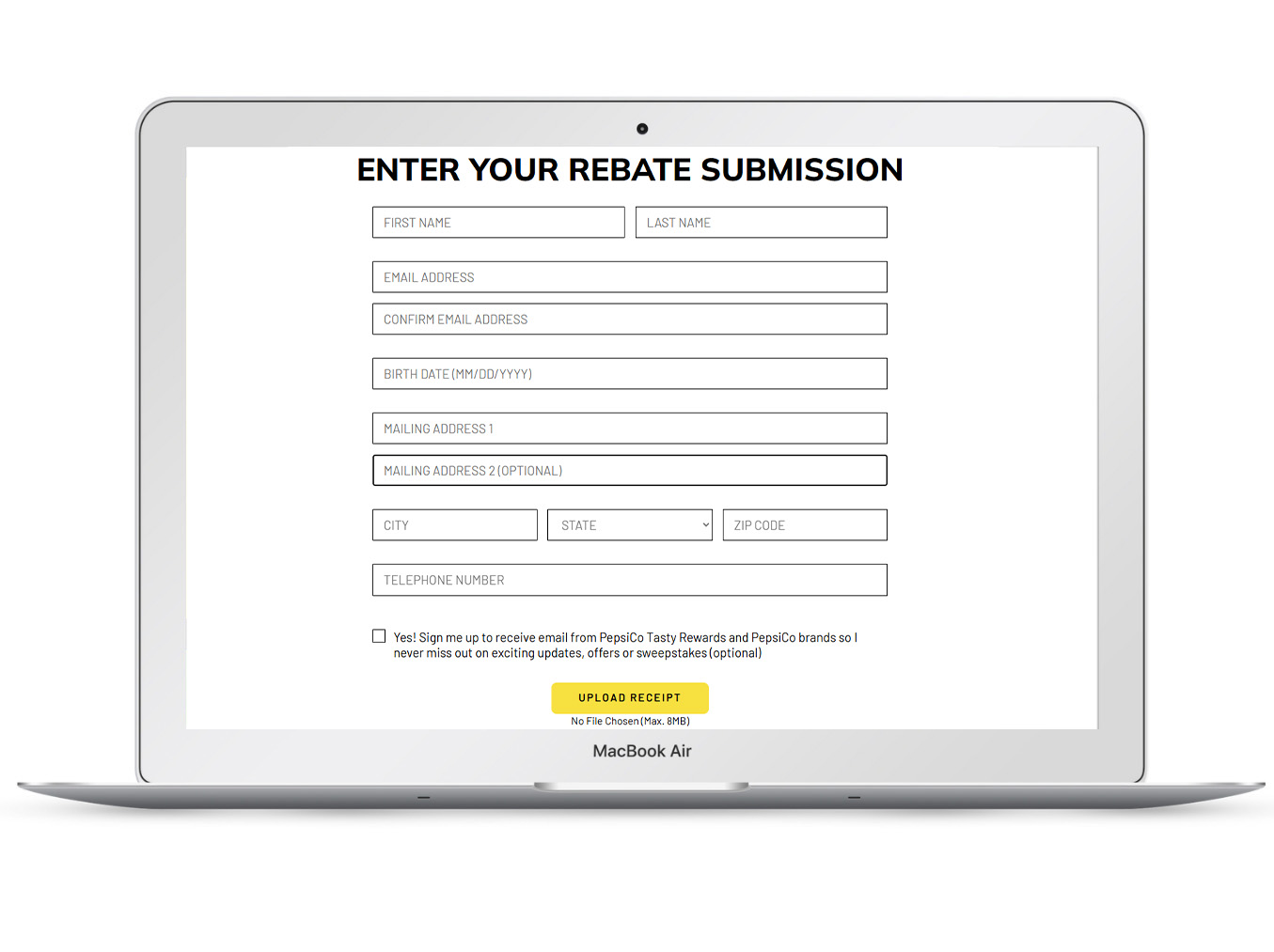 Landing registration form