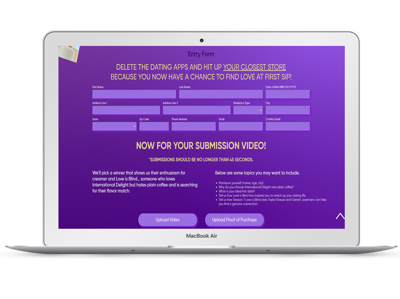 International Delight Registration form
